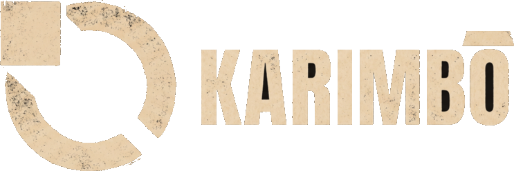 Karimbô — logotipo em kraft sobre fundo escuro